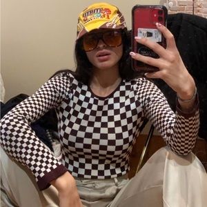 Brown & White Check Knit Shirt